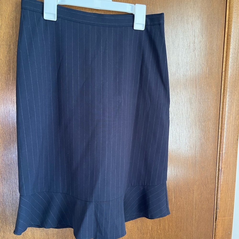 LOFT Black Pinstripe Pencil Skirt